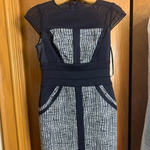 Caché Blue Patterned Formal Dress